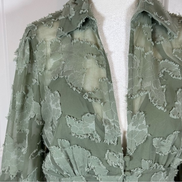 ASOS Design Sage Green Floral Lace Maxi Dress Boho Romantic Ethereal US 8 - Picture 4 of 9